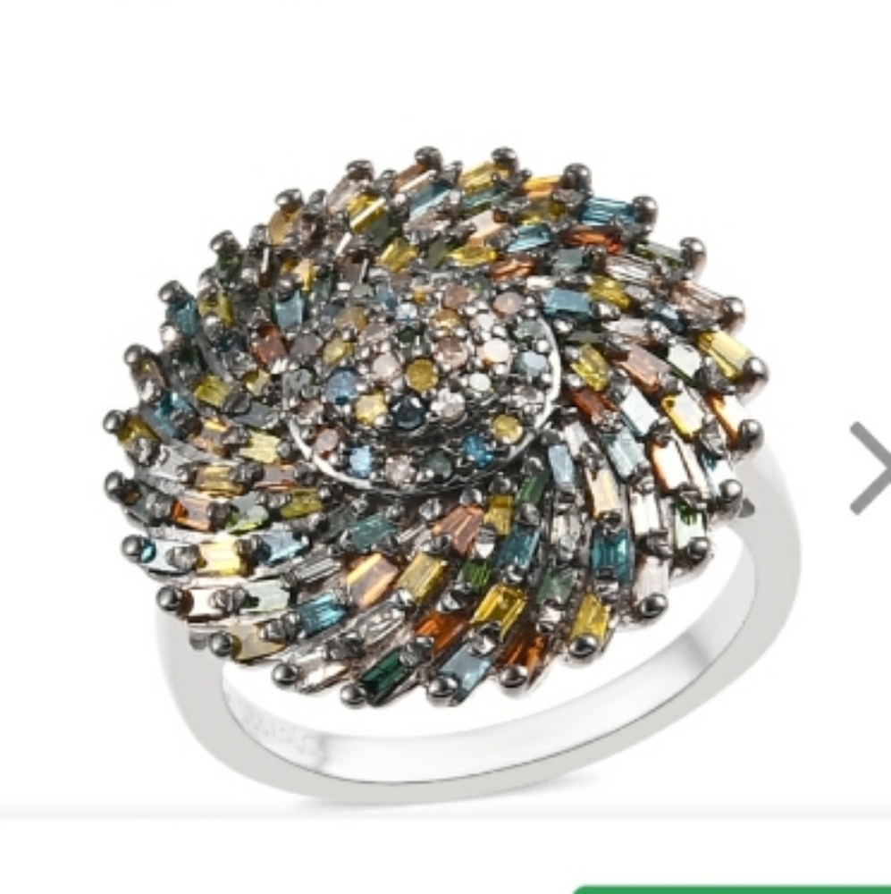 Multicolored Diamond Pave Statement Ring